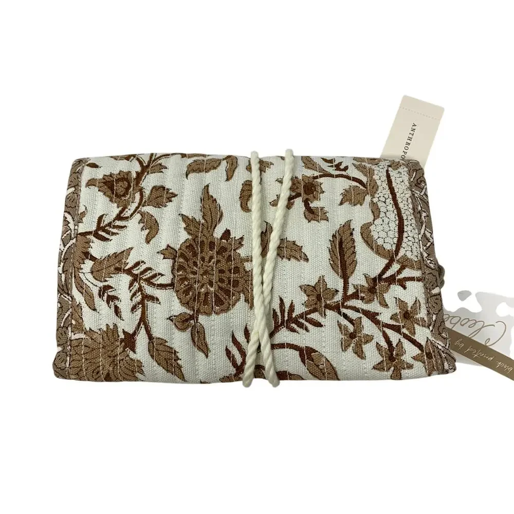 Anthropologie Cleobella Jewelry Holder Or Clutch Organic Cotton Brown White NEW